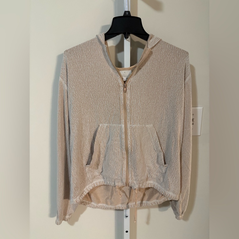 Tribe Kelley Casual Cream Zip-Up Hoodie